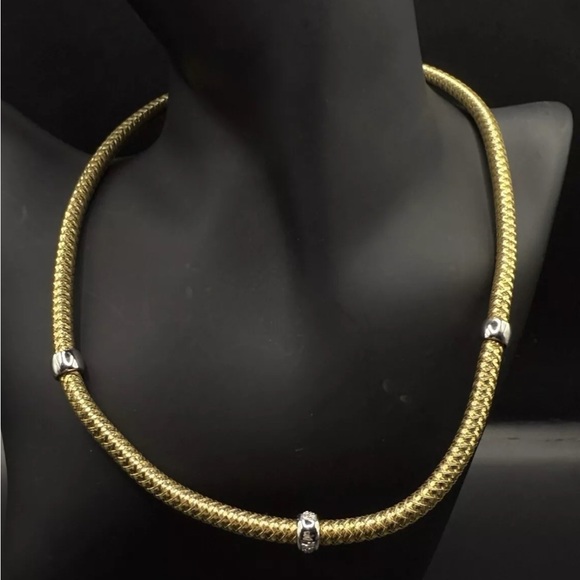 Stunning Roberto Coin 18k YG Primavera Interlocking diamond Necklace 16inch - Picture 3 of 13